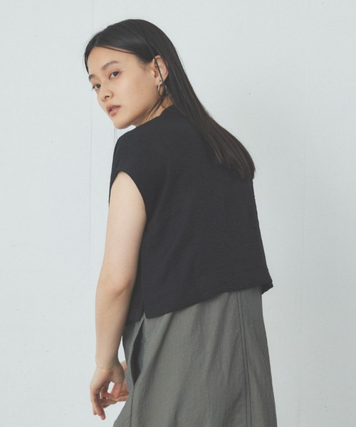 Happy John（ハッピージョン）の「french sleeve short shirt/フレンチスリーブショートシャツ（シャツ/ブラウス・レディース・イエロー/ブラック/ブルー・FREE）」の6枚目の写真