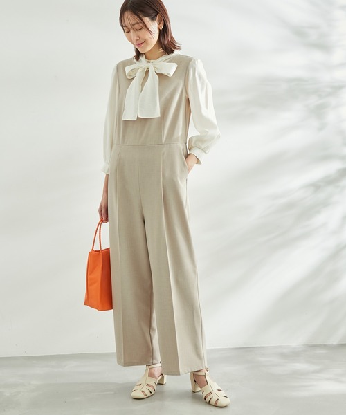 ROPE' PICNIC(ロペピクニック)の「麻調オールインワン(つなぎ/オールインワン・レディース・ベージュ/ネイビー・38)」の2枚目の写真