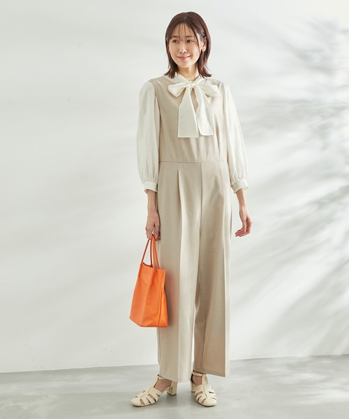 ROPE' PICNIC(ロペピクニック)の「麻調オールインワン(つなぎ/オールインワン・レディース・ベージュ/ネイビー・38)」の3枚目の写真