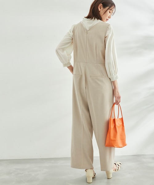ROPE' PICNIC(ロペピクニック)の「麻調オールインワン(つなぎ/オールインワン・レディース・ベージュ/ネイビー・38)」の4枚目の写真