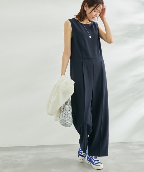 ROPE' PICNIC(ロペピクニック)の「麻調オールインワン(つなぎ/オールインワン・レディース・ベージュ/ネイビー・38)」の5枚目の写真