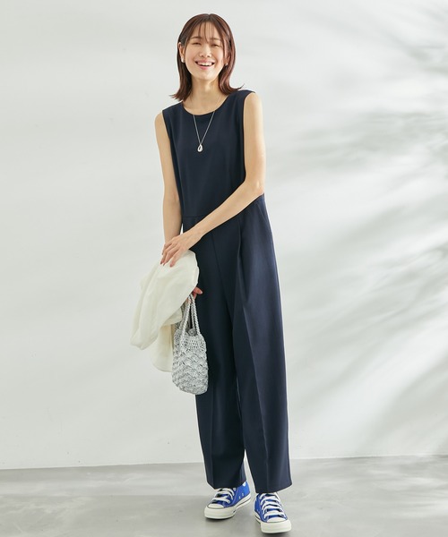 ROPE' PICNIC(ロペピクニック)の「麻調オールインワン(つなぎ/オールインワン・レディース・ベージュ/ネイビー・38)」の6枚目の写真