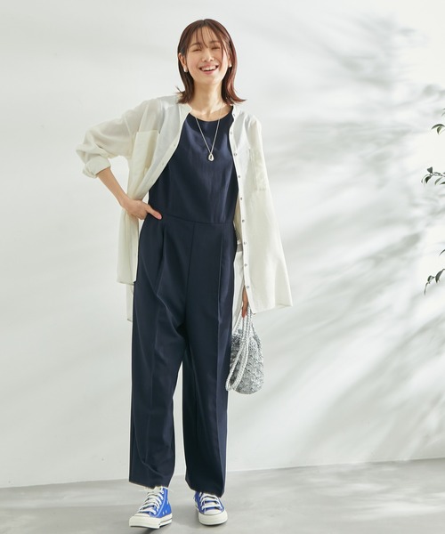 ROPE' PICNIC(ロペピクニック)の「麻調オールインワン(つなぎ/オールインワン・レディース・ベージュ/ネイビー・38)」の9枚目の写真