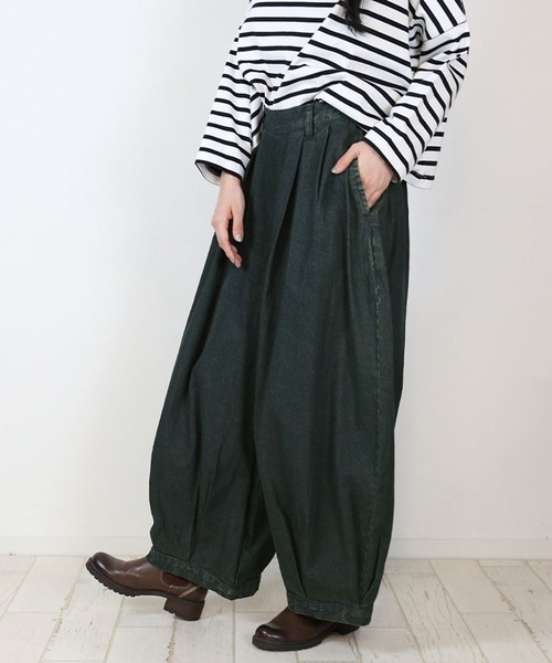 atONE(アットワン)の「atONE キュロットピエロデニム パンツ(デニムパンツ・レディース・ワンウォッシュ/ブルー・M/LL/3L/L/4L)」の10枚目の写真
