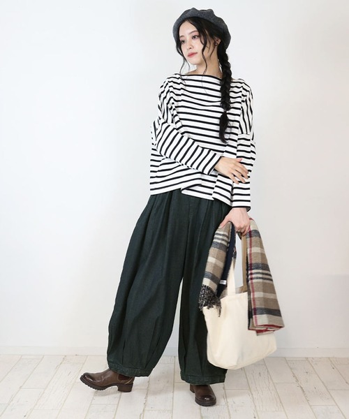 atONE(アットワン)の「atONE キュロットピエロデニム パンツ(デニムパンツ・レディース・ワンウォッシュ/ブルー・M/LL/3L/L/4L)」の12枚目の写真