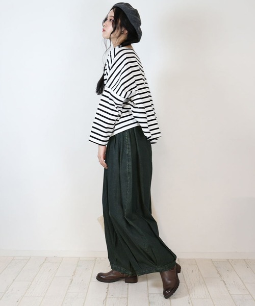 atONE(アットワン)の「atONE キュロットピエロデニム パンツ(デニムパンツ・レディース・ワンウォッシュ/ブルー・M/LL/3L/L/4L)」の13枚目の写真