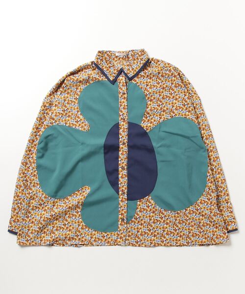 sandy（サンディー）の「【sandy】フラワーパッチワークシャツ（シャツ/ブラウス・レディース・イエロー/グリーン・FREE）」の2枚目の写真