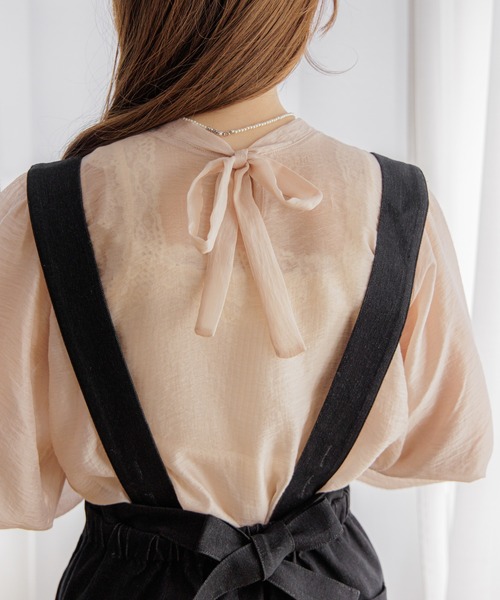 flower（フラワー）の「シアーリボンブラウス（シャツ/ブラウス・レディース・ピンク/アイボリー・FREE）」の9枚目の写真