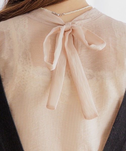 flower（フラワー）の「シアーリボンブラウス（シャツ/ブラウス・レディース・ピンク/アイボリー・FREE）」の8枚目の写真