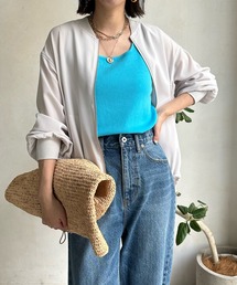 袖シャーリングジョーゼットブルゾン