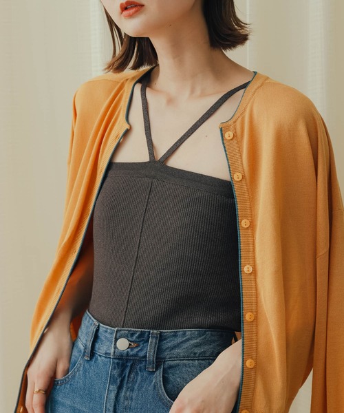 SENSE OF PLACE by URBAN RESEARCH（センスオブプレイスバイアーバンリサーチ）の「ホルターネックニットキャミソール（キャミソール・レディース・チャコールグレー/ライトブルー/ベージュ・ONE）」の2枚目の写真