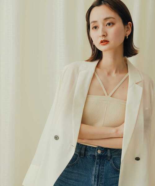 SENSE OF PLACE by URBAN RESEARCH（センスオブプレイスバイアーバンリサーチ）の「ホルターネックニットキャミソール（キャミソール・レディース・チャコールグレー/ライトブルー/ベージュ・ONE）」の5枚目の写真