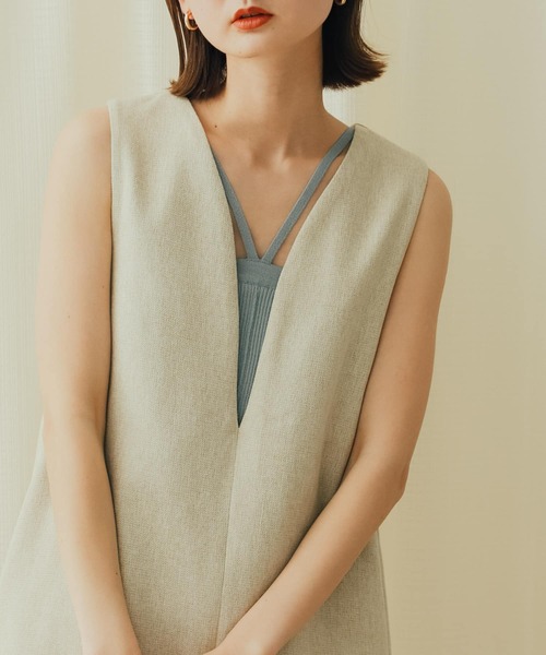 SENSE OF PLACE by URBAN RESEARCH（センスオブプレイスバイアーバンリサーチ）の「ホルターネックニットキャミソール（キャミソール・レディース・チャコールグレー/ライトブルー/ベージュ・ONE）」の9枚目の写真