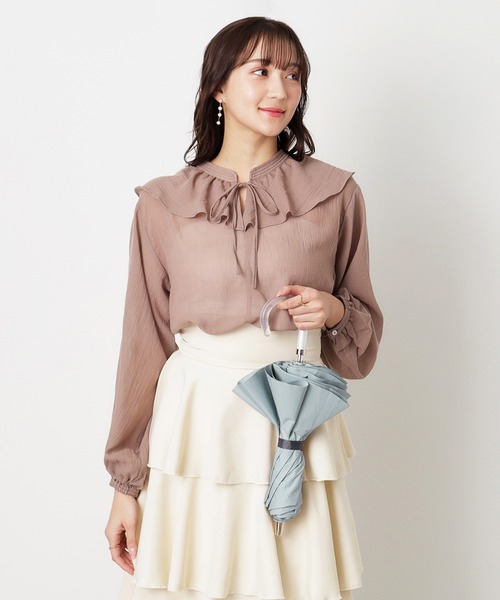 一級遮光 晴雨兼用折りたたみ日傘 ”フレアフリル”（折りたたみ傘