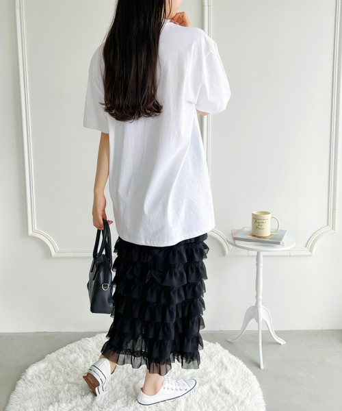 √nuage(ルートニュアージュ)の「【S~XXLサイズ】キャットプリントオーバーTシャツ(Tシャツ/カットソー・レディース・ブラック/ホワイト/チャコールグレー・XL/XXL/S/M/L)」の7枚目の写真