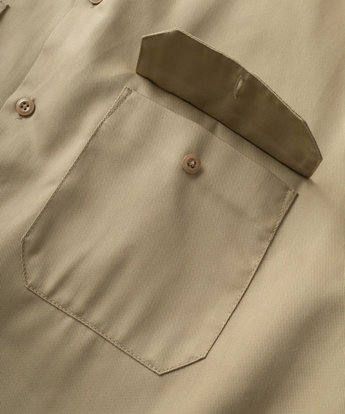Dickies（ディッキーズ）の「【Dickies/ディッキーズ】ワンポイントロゴ ビッグシルエット ロングスリーブ ワークシャツ/長袖シャツ/オーバーサイズ（シャツ/ブラウス・メンズ・ベージュ/ネイビー/チャコールグレー/ダークグリーン/スカイブルー/ブラック・L/XL/M）」の10枚目の写真