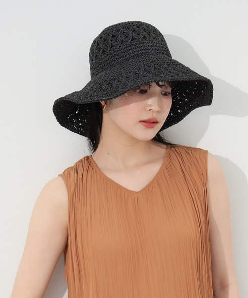 BEAMS HEART（ビームスハート）の「ペーパー スカシハット（ハット・レディース・ベージュ/ブラック/ナチュラル/ブラウン・FREE）」の5枚目の写真