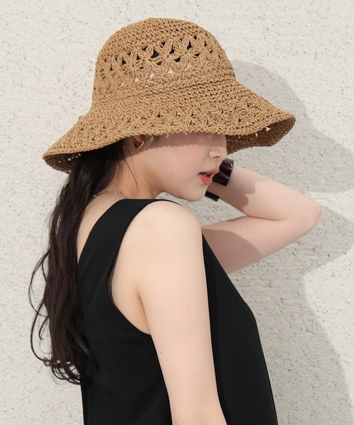 BEAMS HEART（ビームスハート）の「ペーパー スカシハット（ハット・レディース・ベージュ/ブラック/ナチュラル/ブラウン・FREE）」の7枚目の写真