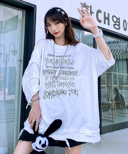 tシャツ A'GEM/9 × .kom「NOVESSEL/ノベセル」ネックレス付きダメージ加工Tシャツ レディース メンズ A'GEM/9 × .kom『NOVESSEL/ノベセル』ネックレス付きダメージ