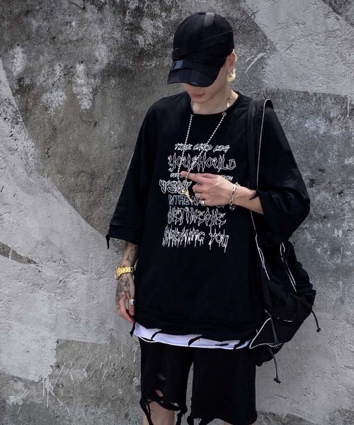 NOVESSEL(ノベセル)の「A'GEM/9 × .kom『NOVESSEL/ノベセル』ネックレス付きダメージ加工Tシャツ(Tシャツ/カットソー・レディース・ホワイト/ブラック・FREE)」の18枚目の写真