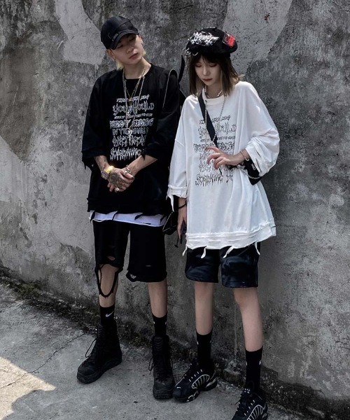 NOVESSEL(ノベセル)の「A'GEM/9 × .kom『NOVESSEL/ノベセル』ネックレス付きダメージ加工Tシャツ(Tシャツ/カットソー・レディース・ホワイト/ブラック・FREE)」の7枚目の写真