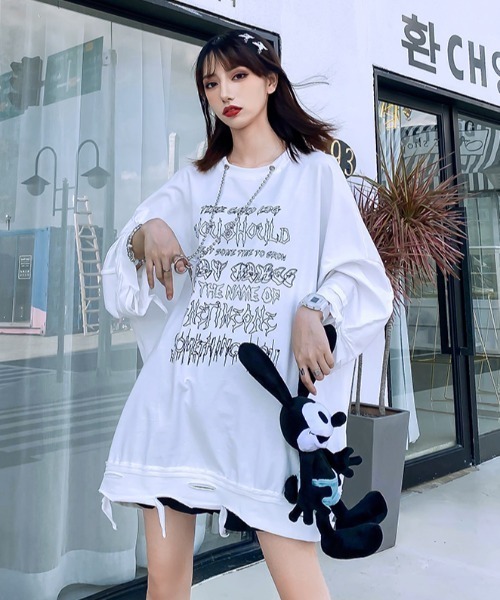 NOVESSEL(ノベセル)の「A'GEM/9 × .kom『NOVESSEL/ノベセル』ネックレス付きダメージ加工Tシャツ(Tシャツ/カットソー・レディース・ホワイト/ブラック・FREE)」の11枚目の写真