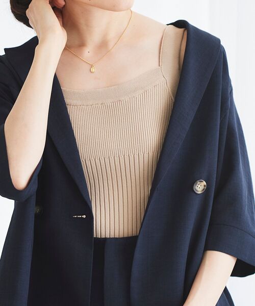 le.coeur blanc / ルクールブラン リブニットキャミソール 手洗い可能》シアースキッパー襟付きニット/le.coeur blanc