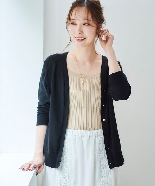 le.coeur blanc(ルクールブラン)の「リブニットキャミソール(キャミソール・レディース・ブラック/オフホワイト/ベージュ・38)」の7枚目の写真
