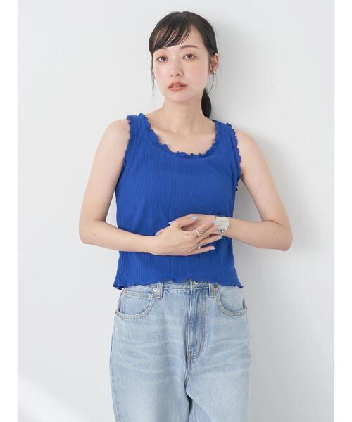 earth music&ecology（アースミュージックアンドエコロジー）の「フリルタンクトップ（タンクトップ・レディース・ブルー/オフホワイト/ブラック/レッド・S/M）」の11枚目の写真