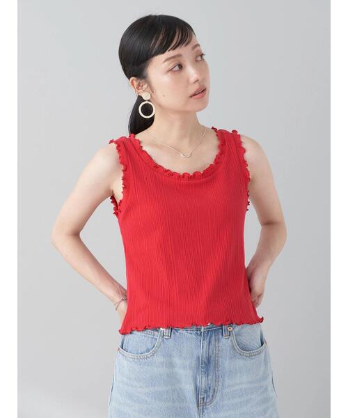 earth music&ecology（アースミュージックアンドエコロジー）の「フリルタンクトップ（タンクトップ・レディース・ブルー/オフホワイト/ブラック/レッド・S/M）」の8枚目の写真