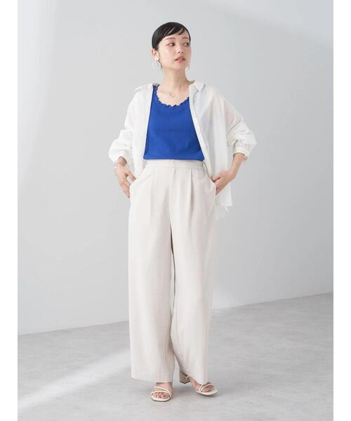 earth music&ecology（アースミュージックアンドエコロジー）の「フリルタンクトップ（タンクトップ・レディース・ブルー/オフホワイト/ブラック/レッド・S/M）」の5枚目の写真