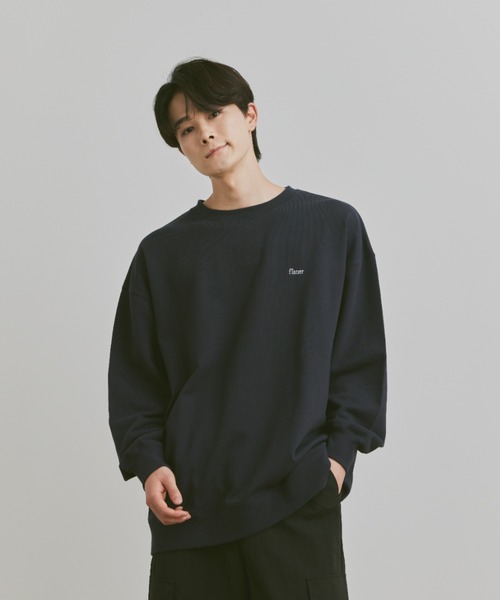 flaner（フラネ）の「Loose flaner logo sweat / ルーズflanerロゴスウェット（スウェット・レディース・グレー/オリーブ/ブラック/ネイビー・MEDIUM/LARGE）」の4枚目の写真