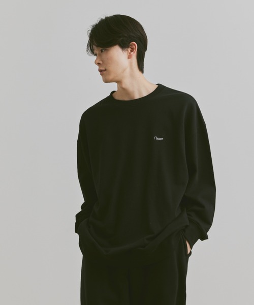 flaner（フラネ）の「Loose flaner logo sweat / ルーズflanerロゴスウェット（スウェット・レディース・グレー/オリーブ/ブラック/ネイビー・MEDIUM/LARGE）」の5枚目の写真
