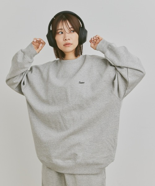flaner（フラネ）の「Loose flaner logo sweat / ルーズflanerロゴスウェット（スウェット・レディース・グレー/オリーブ/ブラック/ネイビー・MEDIUM/LARGE）」の16枚目の写真