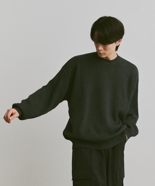 flaner（フラネ）の「Loose jacquard knit / ルーズジャガードニット（ニット/セーター・レディース・ネイビー/チャコールグレー/グレー・LARGE/MEDIUM）」の7枚目の写真