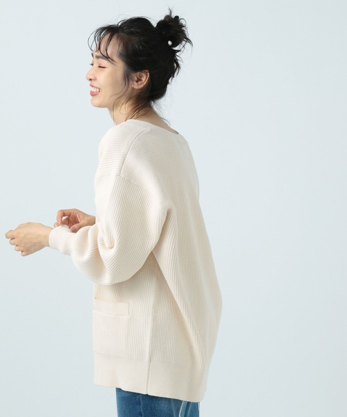 BAYFLOW（ベイフロー）の「柄編みVネックカーディガン（カーディガン/ボレロ・レディース・ブラック/ピンク/ブルー/ナチュラル・FREE）」の6枚目の写真