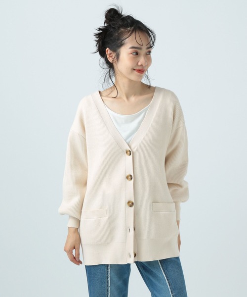 BAYFLOW（ベイフロー）の「柄編みVネックカーディガン（カーディガン/ボレロ・レディース・ブラック/ピンク/ブルー/ナチュラル・FREE）」の7枚目の写真