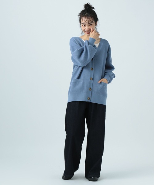 BAYFLOW（ベイフロー）の「柄編みVネックカーディガン（カーディガン/ボレロ・レディース・ブラック/ピンク/ブルー/ナチュラル・FREE）」の9枚目の写真