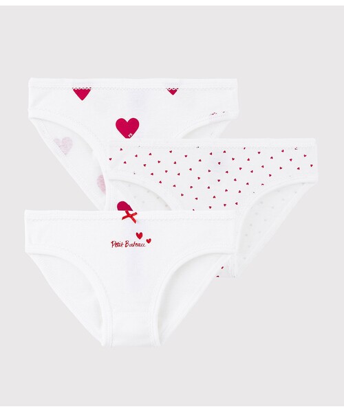 PETIT BATEAU(プチバトー)の「ハートプリントショーツ3枚組(ショーツ・キッズ・その他・4YEAR/5YEAR/3YEAR)」の1枚目の写真