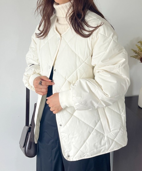 CLEA（クレア）の「キルティングノーカラーブルゾン（ブルゾン・レディース・ブラウン/アイボリー/ブラック・FREE）」の2枚目の写真