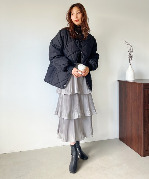 CLEA（クレア）の「キルティングノーカラーブルゾン（ブルゾン・レディース・ブラウン/アイボリー/ブラック・FREE）」の19枚目の写真