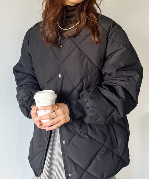 CLEA（クレア）の「キルティングノーカラーブルゾン（ブルゾン・レディース・ブラウン/アイボリー/ブラック・FREE）」の12枚目の写真