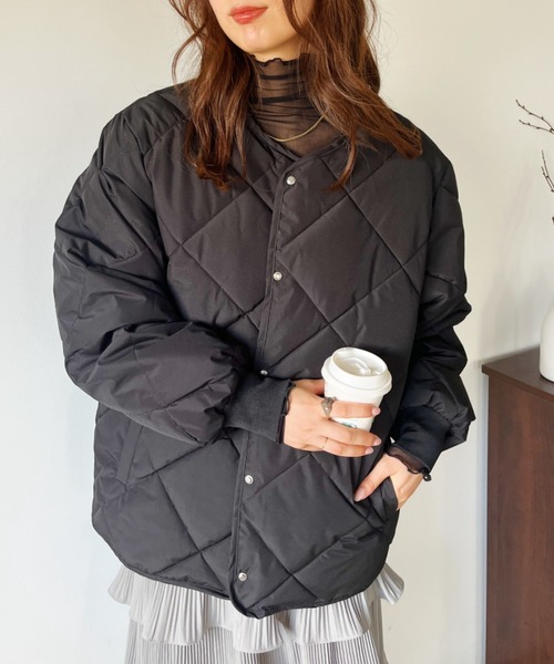 CLEA（クレア）の「キルティングノーカラーブルゾン（ブルゾン・レディース・ブラウン/アイボリー/ブラック・FREE）」の11枚目の写真