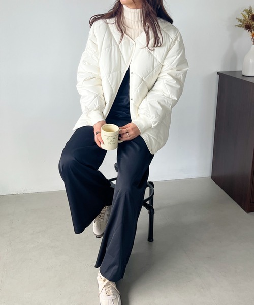 CLEA（クレア）の「キルティングノーカラーブルゾン（ブルゾン・レディース・ブラウン/アイボリー/ブラック・FREE）」の7枚目の写真