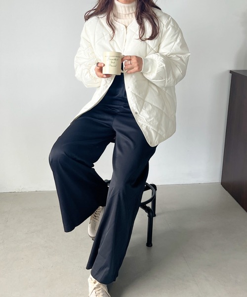 CLEA（クレア）の「キルティングノーカラーブルゾン（ブルゾン・レディース・ブラウン/アイボリー/ブラック・FREE）」の8枚目の写真