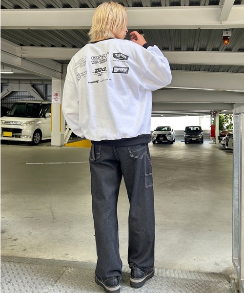 Salong hameu（サロン ハミュー）の「犬が世界を救うフォトプリント & 別注 リンガーTシャツ風 犬ロゴプリント 裏起毛スウェットトップス メンズ レディース/長袖プルオーバートレーナー/犬モチーフ/犬グッズ（スウェット・レディース・グレー系その他/ホワイト/ホワイト系その他/ブラック/ブラック系その他/アッシュグレー/ブラウン/ワインレッド・XL/L/M）」の14枚目の写真
