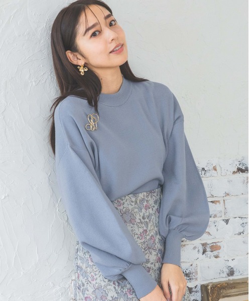 mysty woman（ミスティウーマン）の「【WEB限定カラー有】ボリュームスリーブハイネックニット　978476（ニット/セーター・レディース・ライトブルー/モカ/ライトグリーン/アイボリー/ピンク/ブラック/レッド/ダークブラウン/ライトブラウン・FREE）」の8枚目の写真