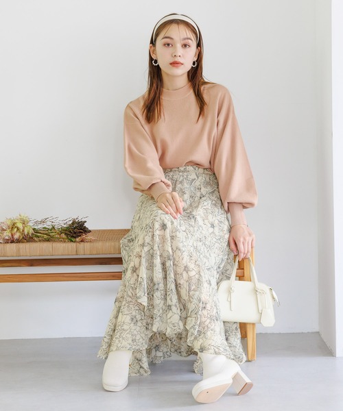 mysty woman（ミスティウーマン）の「【WEB限定カラー有】ボリュームスリーブハイネックニット　978476（ニット/セーター・レディース・ライトブルー/モカ/ライトグリーン/アイボリー/ピンク/ブラック/レッド/ダークブラウン/ライトブラウン・FREE）」の15枚目の写真