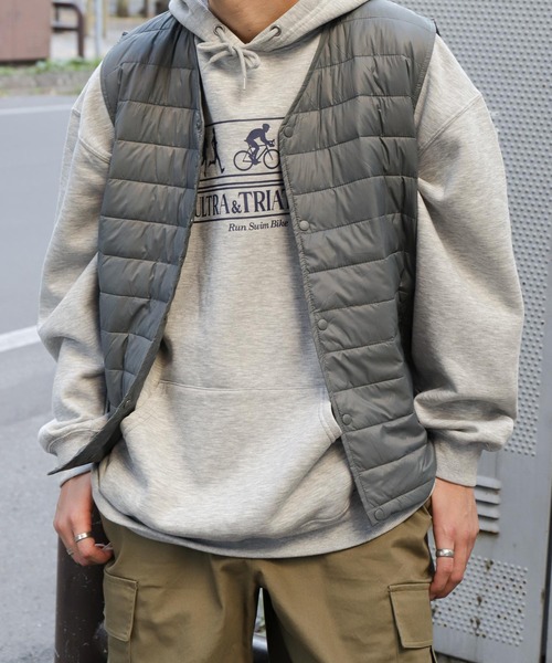 ZIP FIVE（ジップファイブ）の「【ZIP FIVE】 キルト Vネック インナー 中綿 ダウン ベスト 【撥水加工】（ダウンベスト・メンズ・ダークグレー/ネイビー/ブラック・LARGE/X-LARGE/MEDIUM）」の8枚目の写真