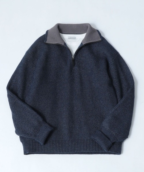 BAYFLOW(ベイフロー)の「ハーフジップ畦編みニット(ニット/セーター・メンズ・チャコール/ネイビー・MEDIUM/LARGE)」の2枚目の写真
